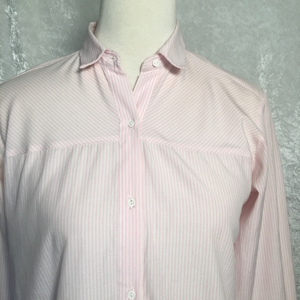 Zara Basic Pin Stripe Button Down High/Low Hem Sh… - image 10